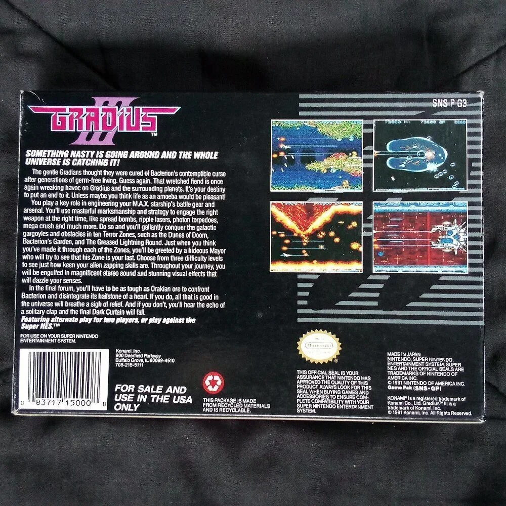 Gradius 3 Super Nintendo Game SNES CIB